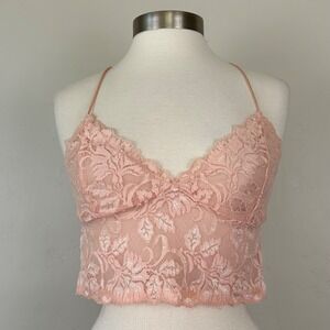 Top Women M Coquette Soft Girl Fairy Balletcore Romantic Feminine Cropped Lace